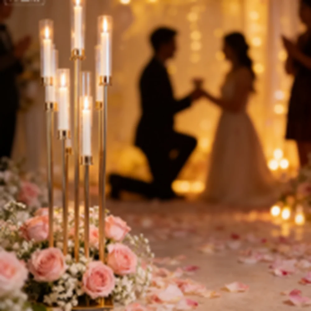 

10-стойный канделябр, 10-рукавный золотой металлический дорожный свинец для свадебной организации, украшения, дорожка для стола, центральный свадебный фон