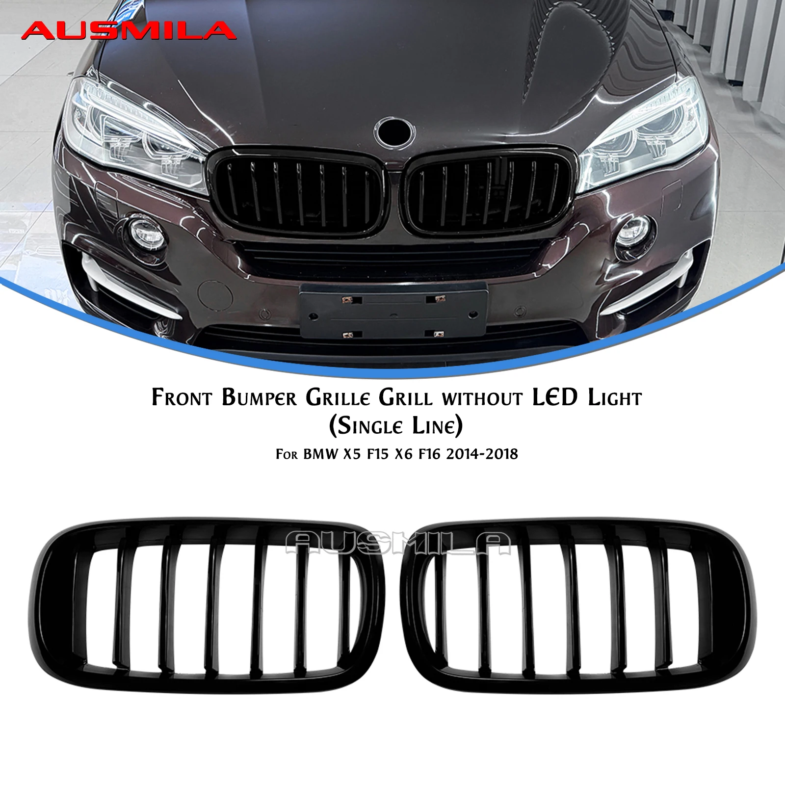 

Front Bumper Kidney Grille Racing Grill Hood For BMW X5 F15 X6 F16 2014 2015 2016 2017 2018