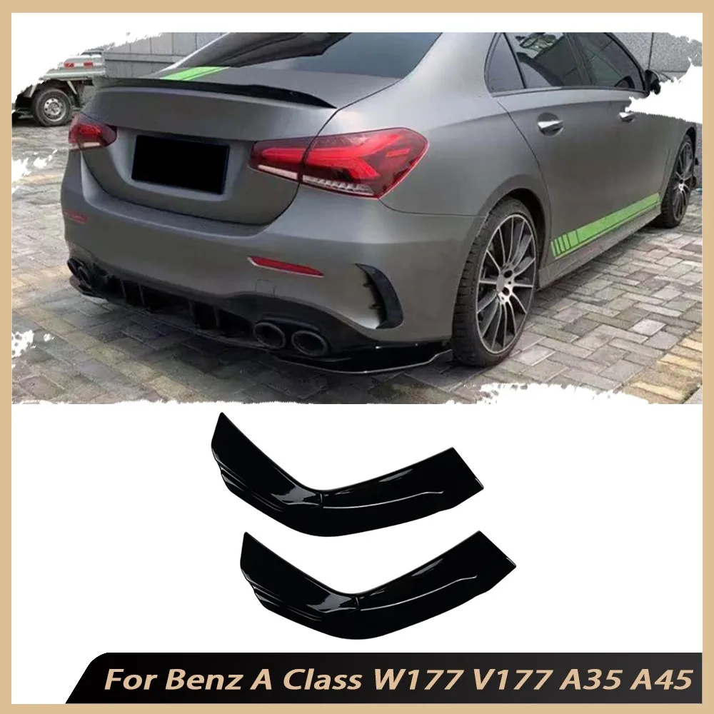 

ABS Black Car Rear Side Splitters Spoiler Flaps Apron for Mercedes Benz A Class W177 V177 A35 A45 AMG 2019 2020 2021 2022 2023