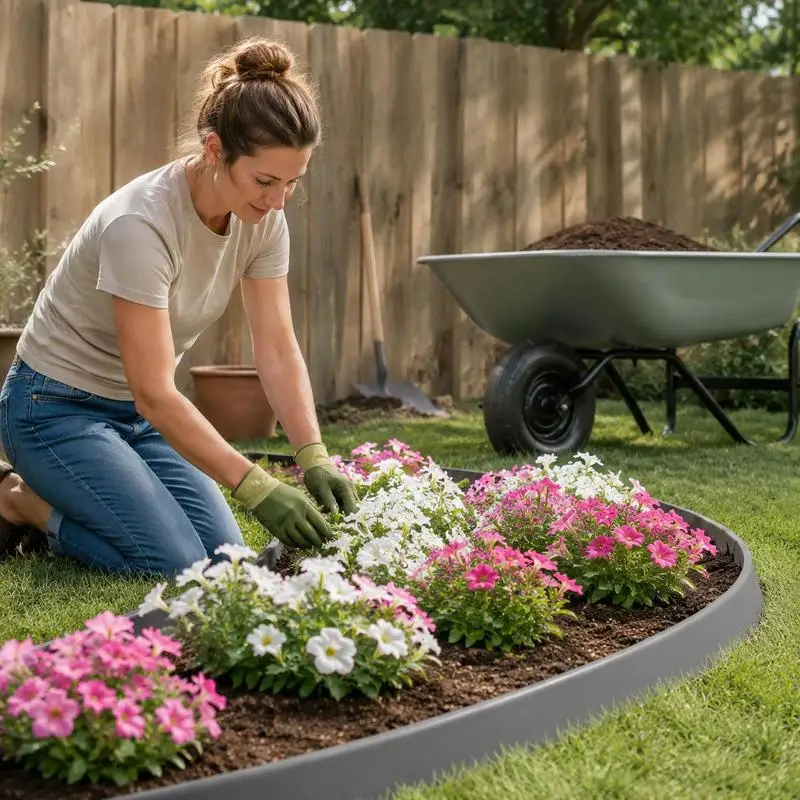 Bordure de jardin flexible en plastique 2000 x 4 x 5 cm, matériau plastique résistant, bordure de jardin pliable avec clous de fixation, design moderne pour parterres de fleurs, allées de jardin, terrasses