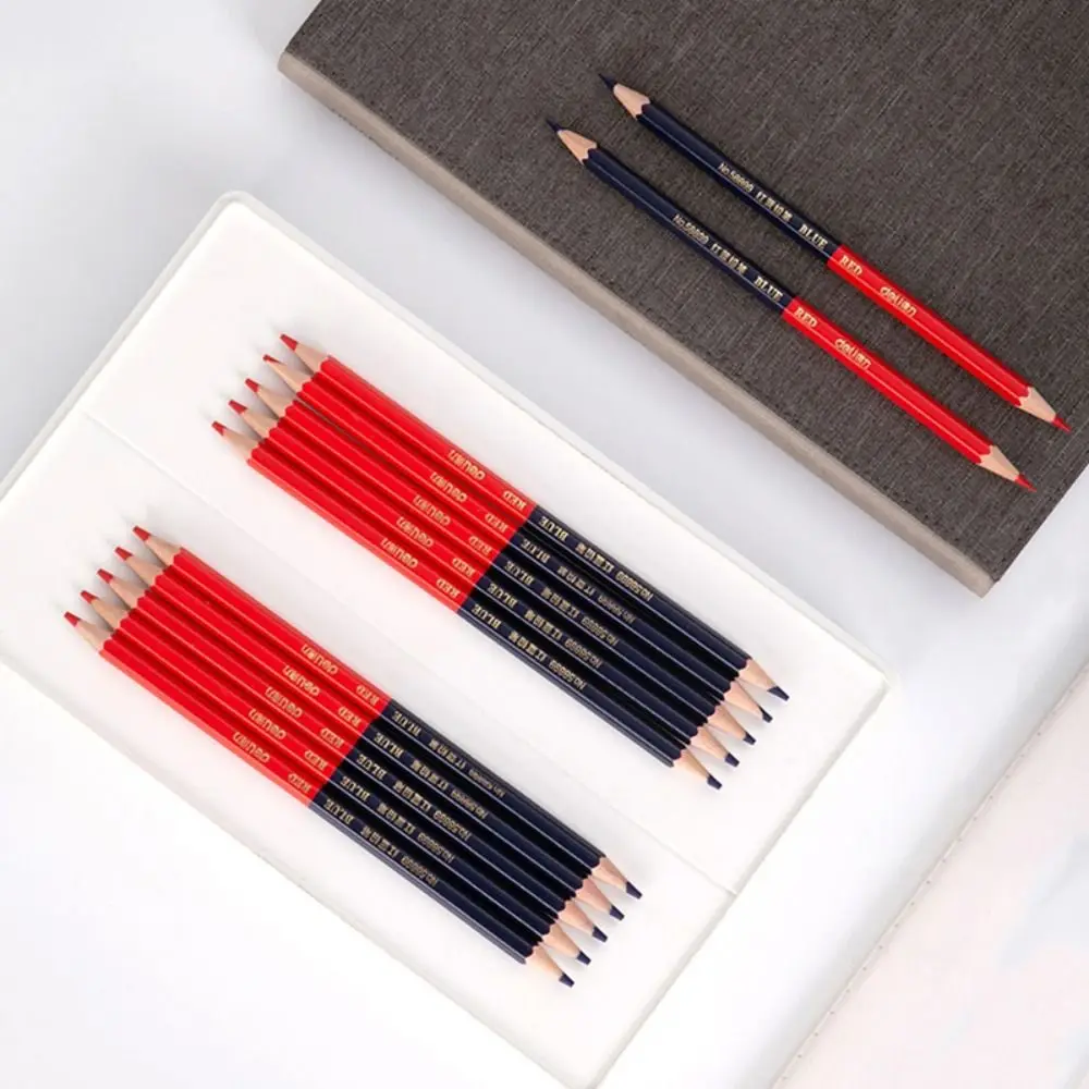 

12pcs/set Students Writing Red&Blue Double Head Pencil Drawing Marking 2B Soft Lead Pencil Hand Builders Joiners Tool Graphics