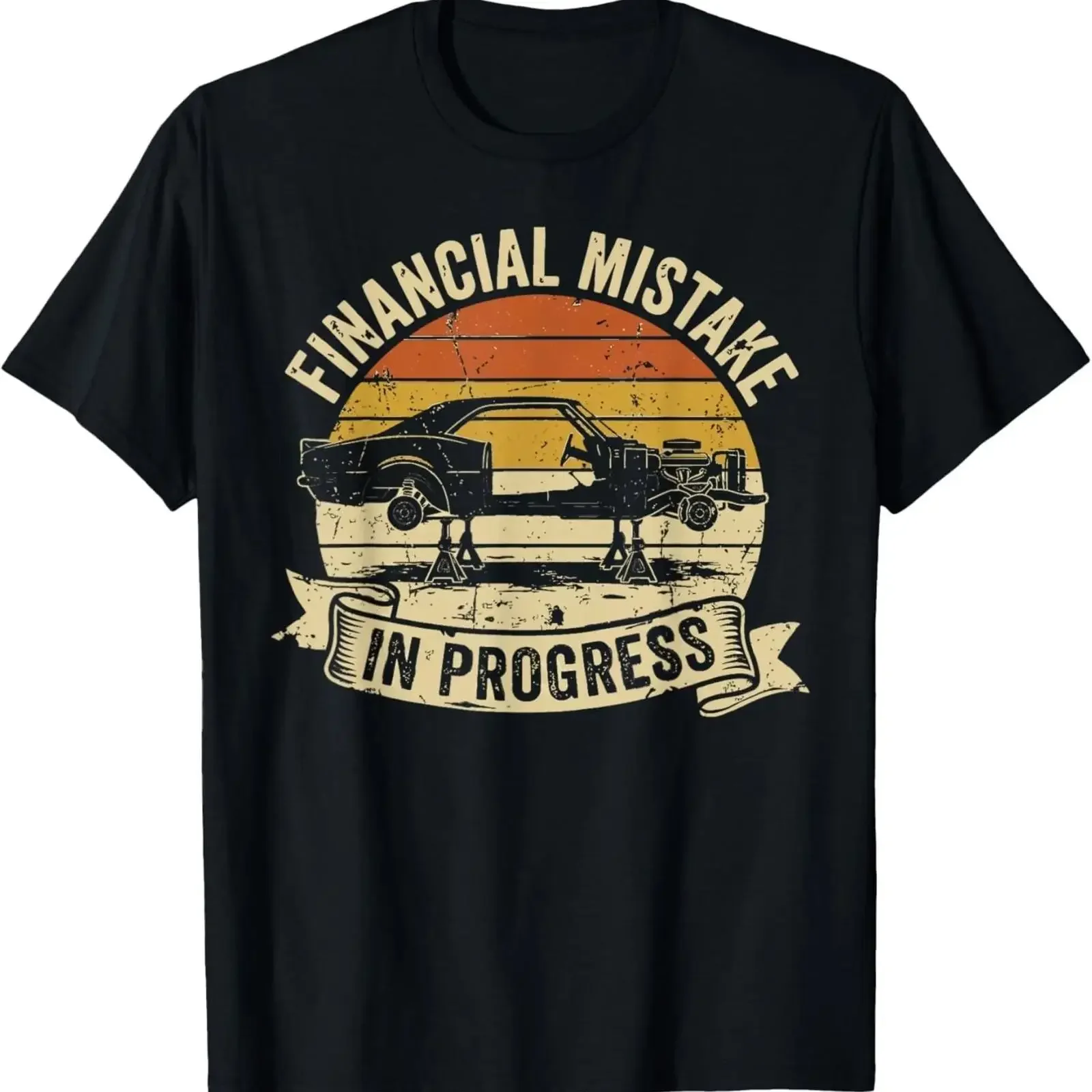 Lustiges T Shirt Financial Mistake in Progress Autoliebhaber Mechaniker vintage Washed Comfortable Versatile Breathable