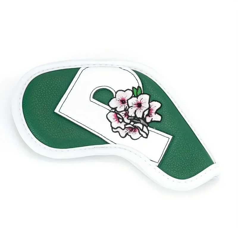 9pcs Flower Pattern Golf Club Iron Head Covers, Durable Dust-proof Club Protector