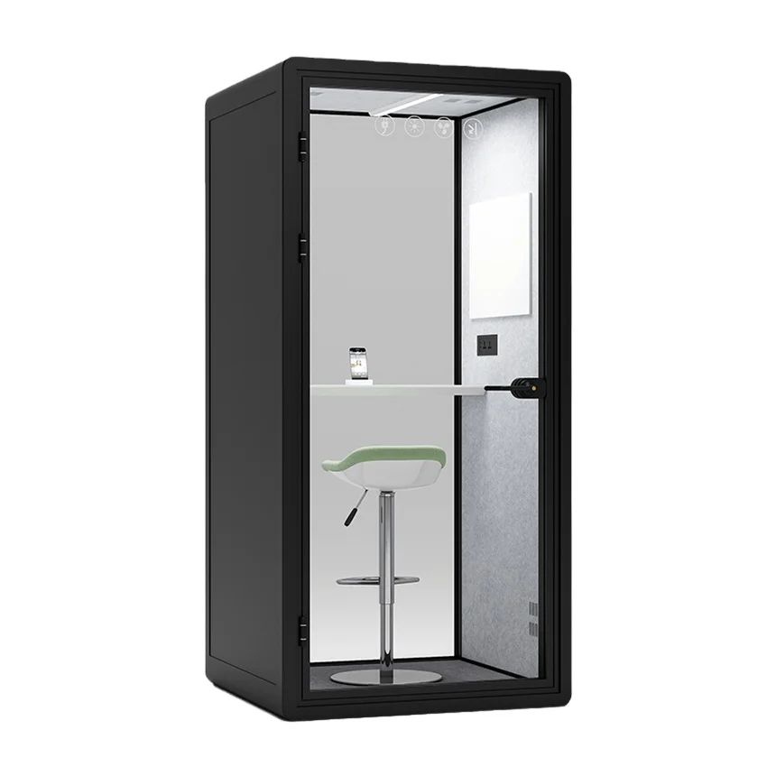 Modern Acoustic Phone Booth with Soundproof Hollow Design Movable Silenced Workspace for Office or Home for Outdoor Use