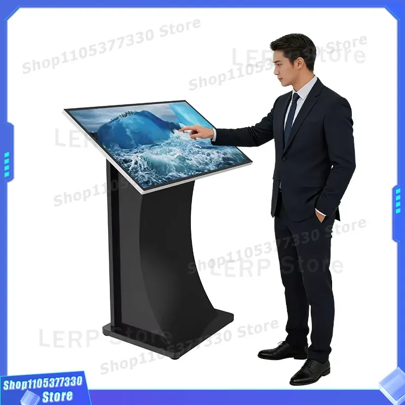 Digital Conference Podium with Dual LED Screen Touch Display Stand for Auditoriums Halls Modern Meeting Lectern Furniture
