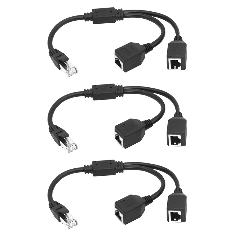 

Разветвитель Кабеля Ethernet 3X RJ45 с 1 штекера на 2 гнезда для Super Cat5, Cat6, удлинитель кабеля локальной сети Ethernet