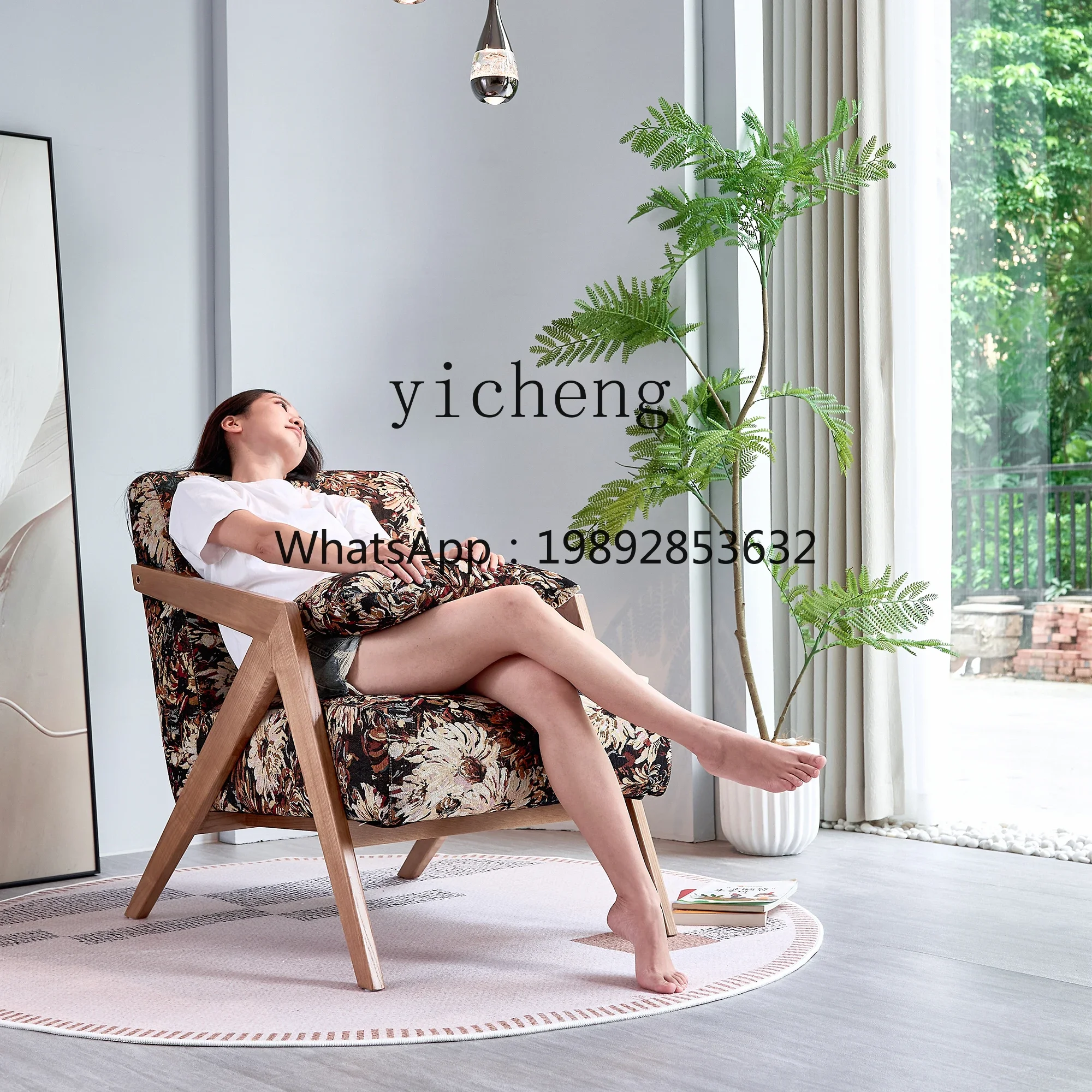

W5.14 CC Leisure Sofa Chair Living Room Single Chair Minimalist Single Retro Cotton and Linen Leisure Chair