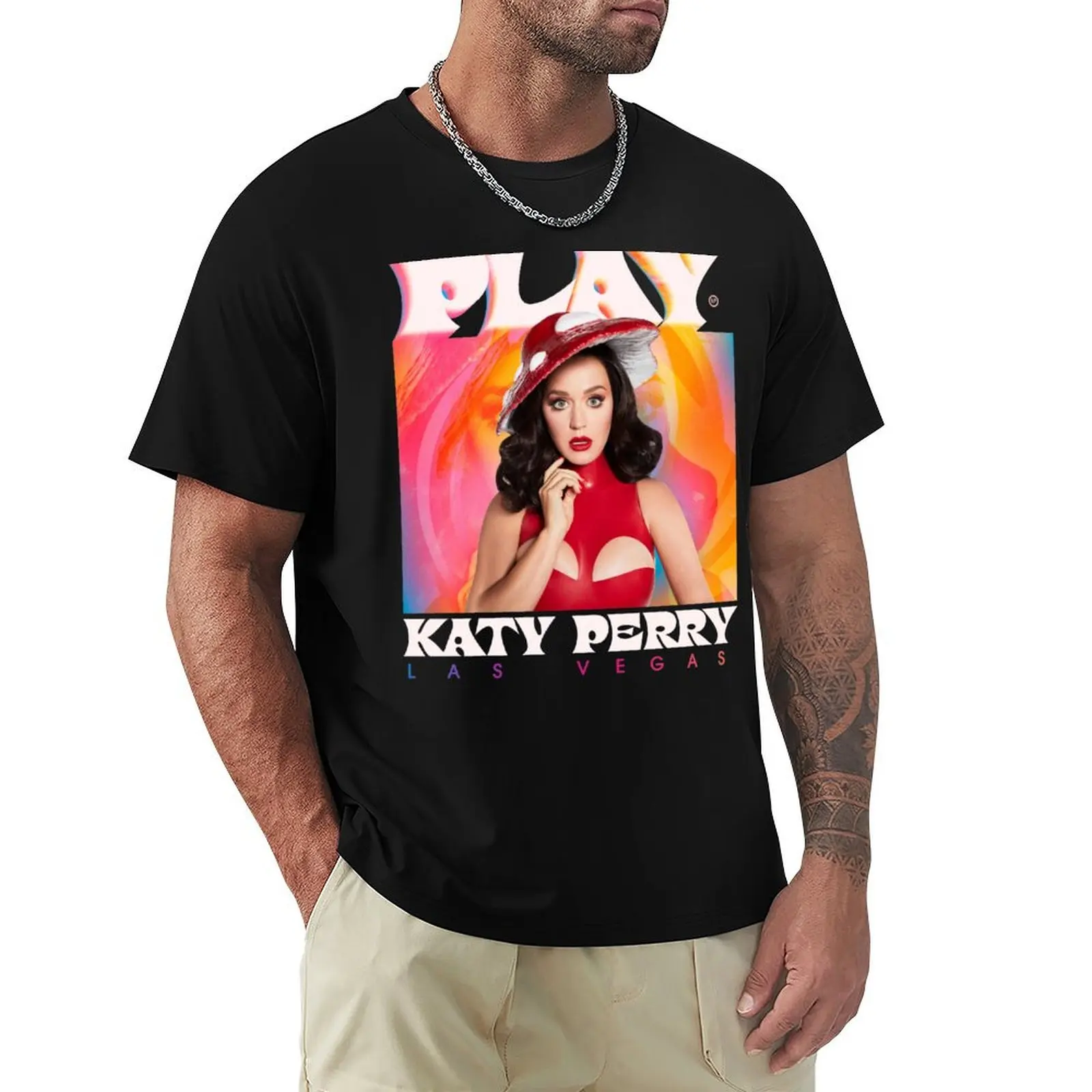 Camiseta Katy Perry Play Admat, Top de algodón de manga corta para trabajo