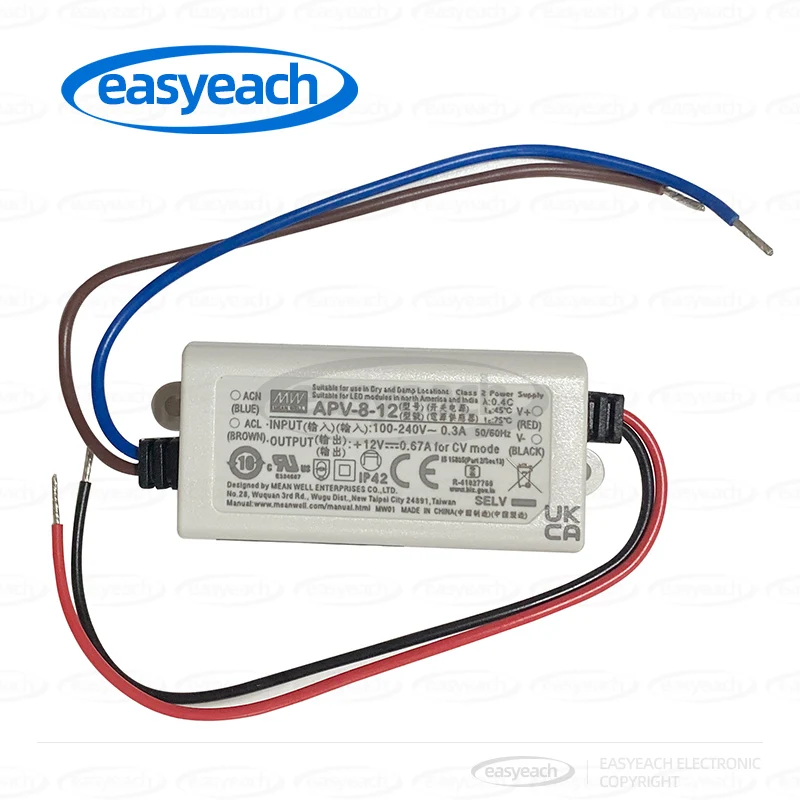 APV-8-12 Taiwan Mean Well 8W Switching Power Supply 12V Constant Voltage LED Lighting Display Driver