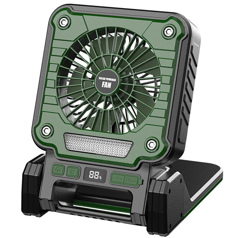 

ABBO-Solar 20000Mah Electric Fan With Led Lights For Tents, Car Camping Hooks And Usb&Solar Charging For Hiking, Fishing