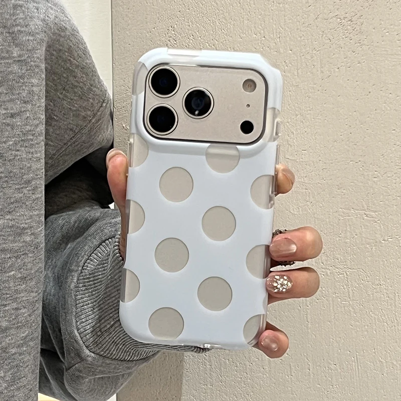 Fundas de Teléfono con Diseño de Puntos para iPhone 15 16 17 Pro Max, Funda 13 14 Pro, Carcasa Rígida IMD TPU a Prueba d
