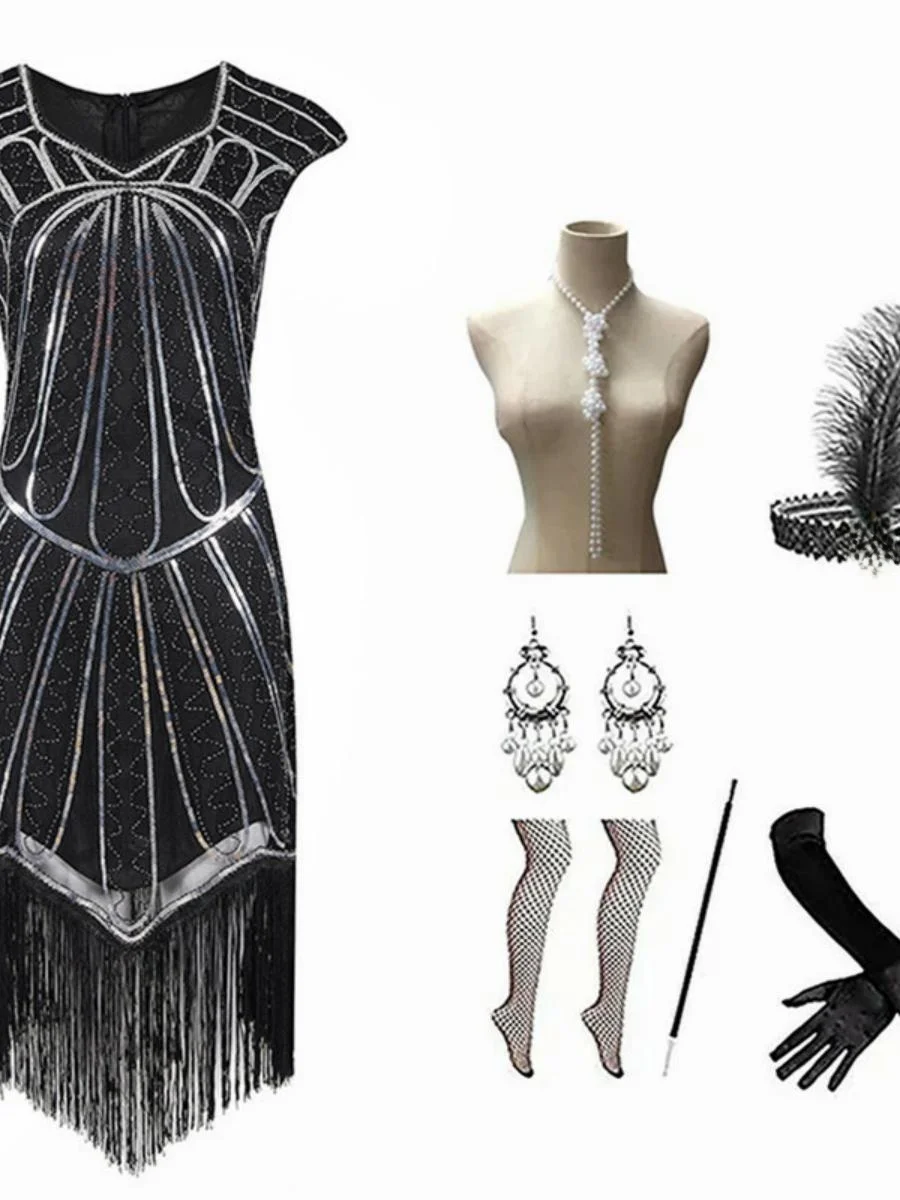 Retro 920s lentejuelas noche Dr mujer Faion Par vestido con cuentas borla Cotail Dr temporada de primavera nueva llegada