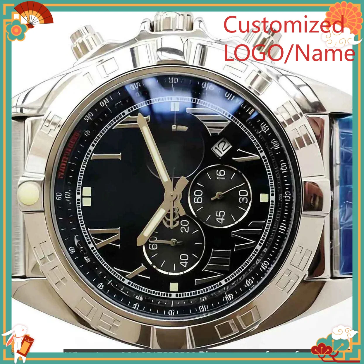 DONG Store 45mm Men's Quartz Movement 904l Stainless Steel  Luxury Watches-b Customized Watch view 2