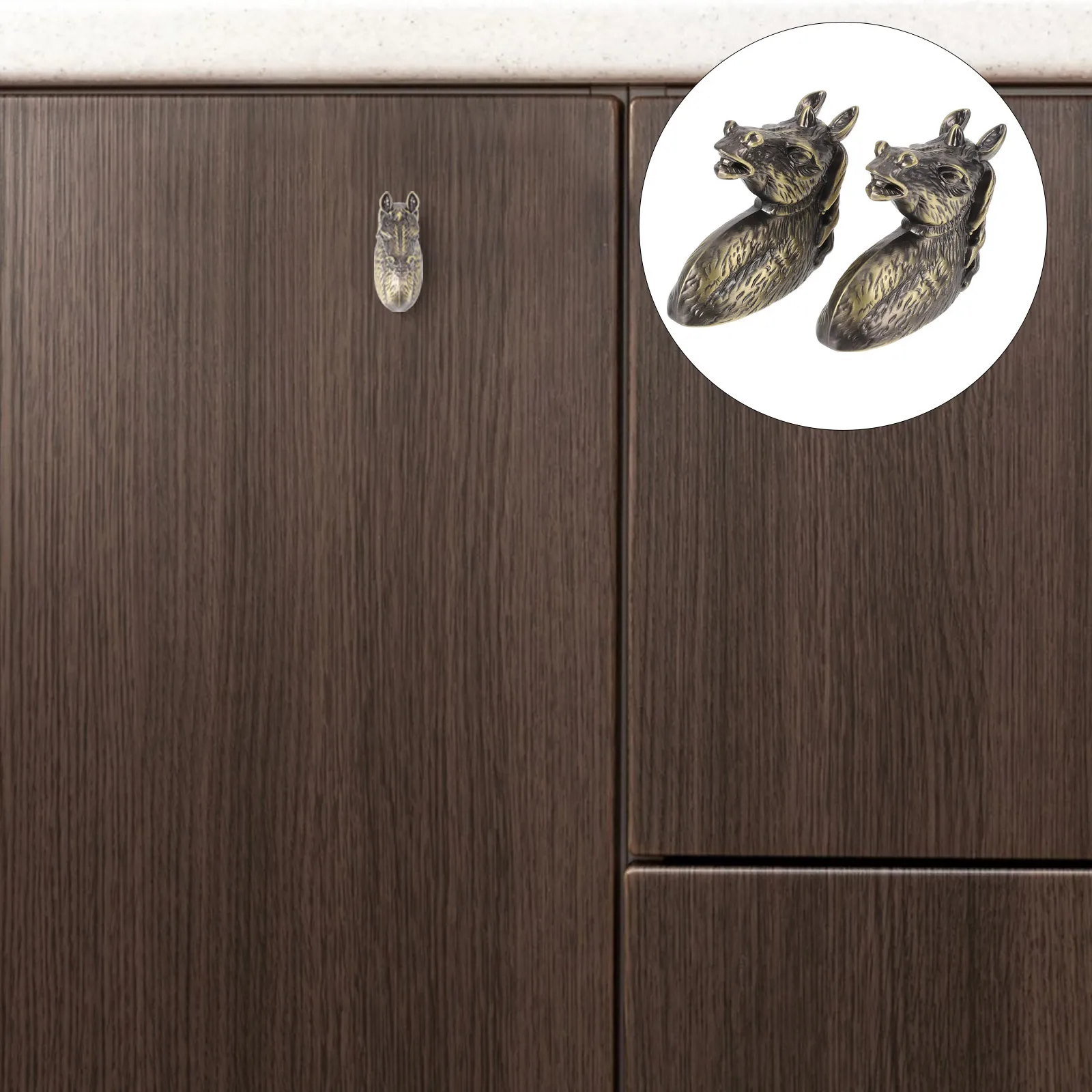 

2pcs Horse Head Pull Handles For Cabinet Drawer Door Wardrobe Knobs Vintage Style Decorative Hardware Fittings