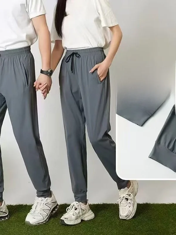 

Брюки Ice Silk Qui Dry, новинка 2025 года, мужские и женские весенне-летние тонкие спортивные повседневные универсальные облегающие длинные брюки для пар