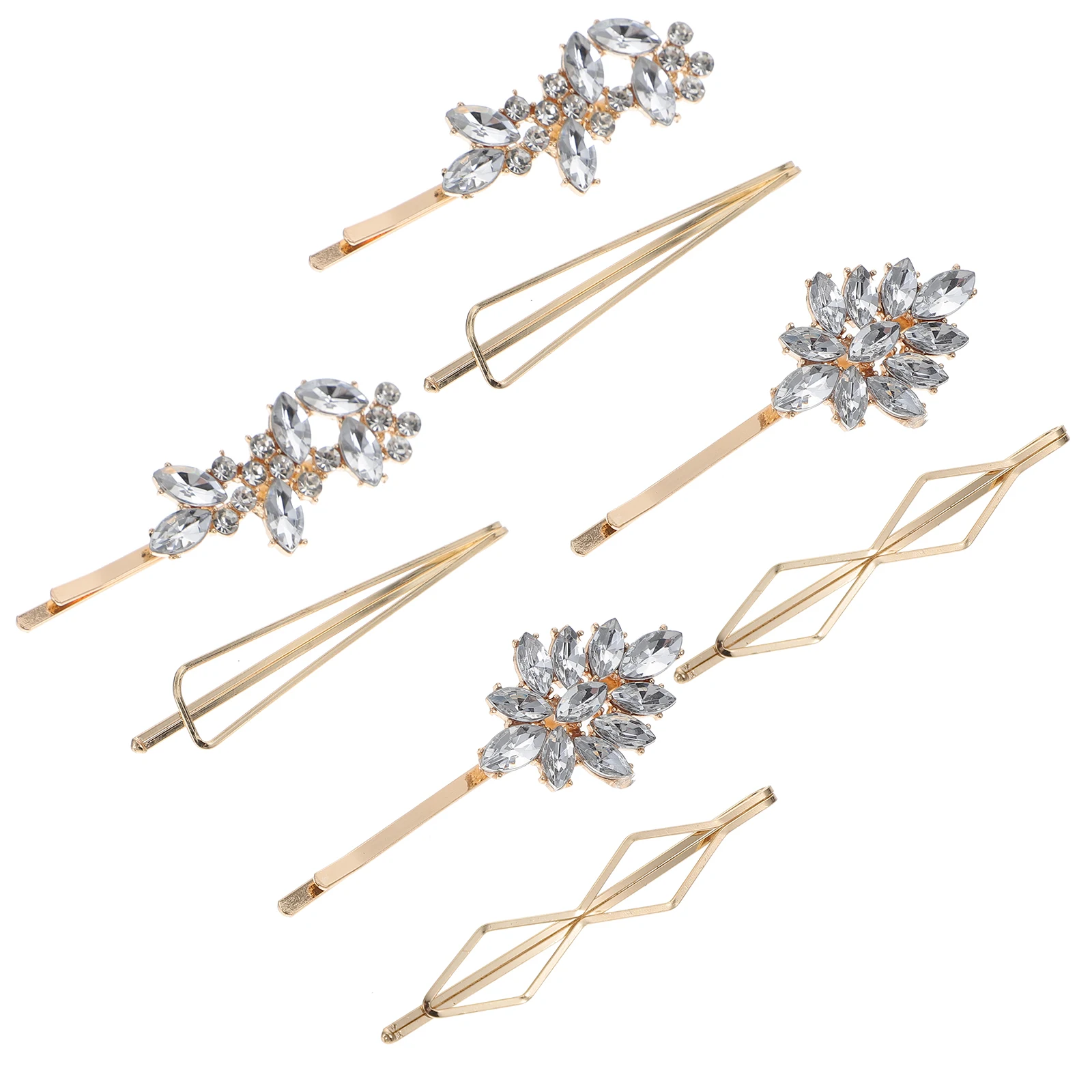 

4 Pairs Hair Clips Women Bridal Party Accessories Zinc Alloy Decorative Pins Rhinestones Hair Pin Styling Tools