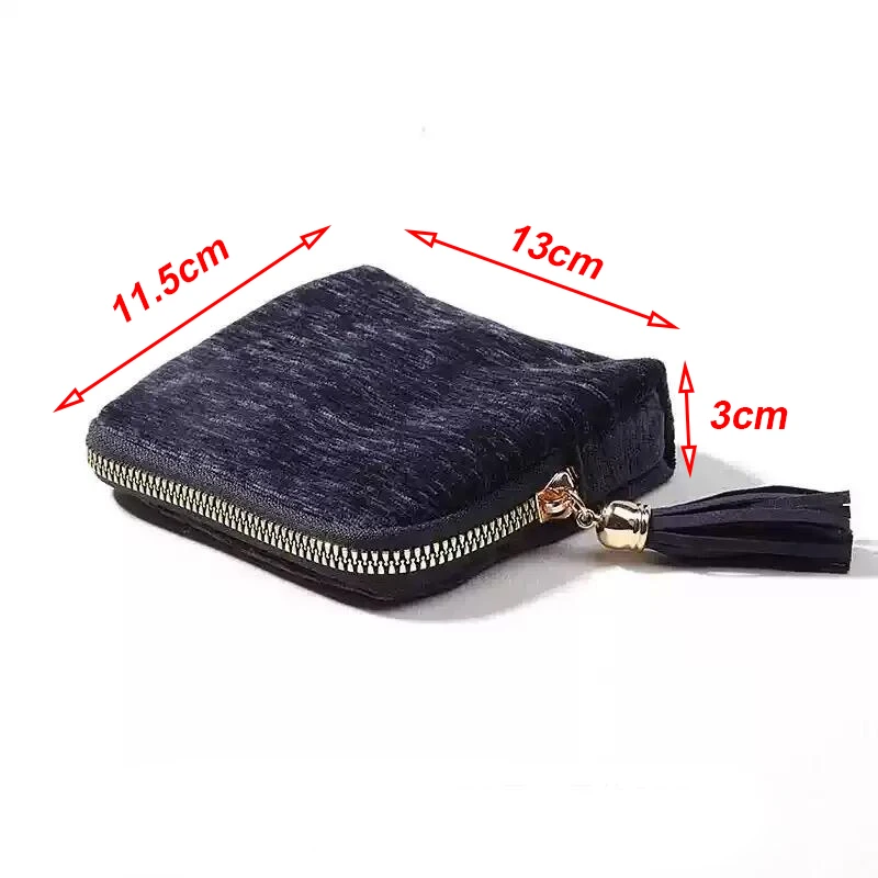 Tassel Zipper Jewelry Organizer Bag Velvet Multi-Layer Portable Case for Crystal Stone Buddha Beads Bracelet Storage Pouches