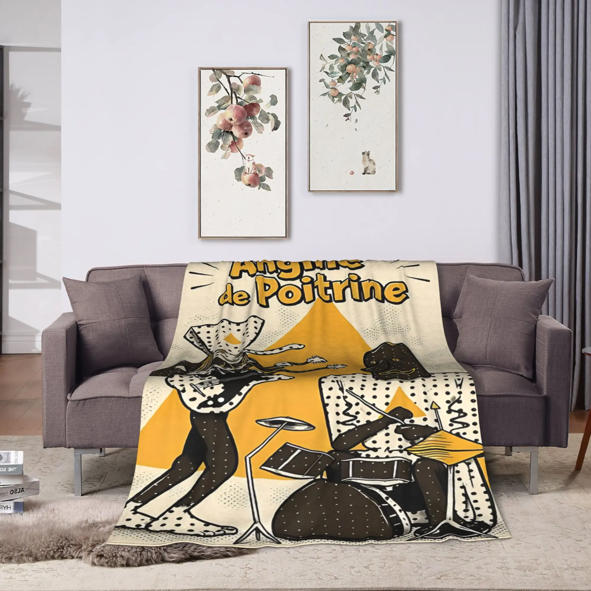 Angine De Poitrine Music  Blanket Quality Super Soft  Throw Blanket Spring Airplane Travel Bedroom Graphic Bedspread
