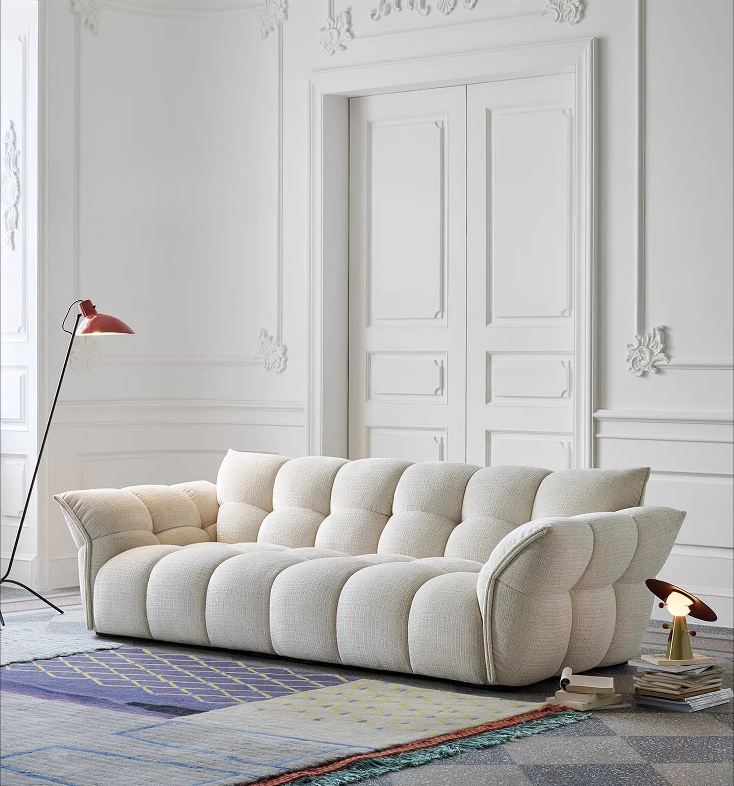 

Lily Sofa Designer Original Light French Retro Chenille Velvet Fabric Petal Sofa