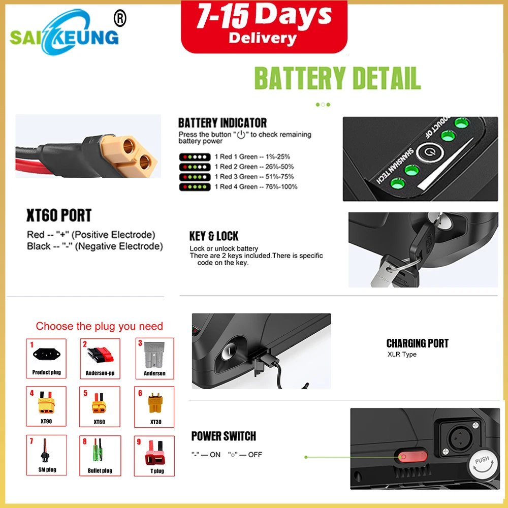 Hailong 48v Batterie Velo Electrique 20 24 40 50 60 Ah Batteria Bici Elettrica Ebike 30ah 48v 2000w Batteria al litio con caricabatterie