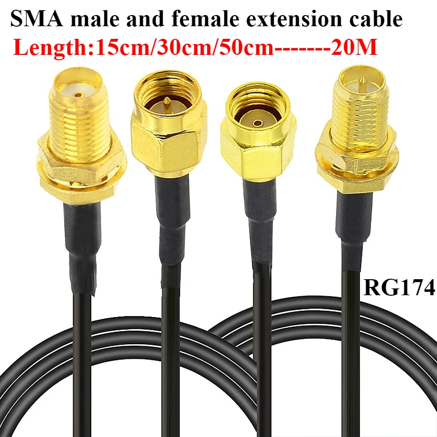 

SMA Male to RP-SMA Female Bulkhead RG174 WiFi Router Antenna Extension Coaxial Cable for WiFi Router Wireless Network Card