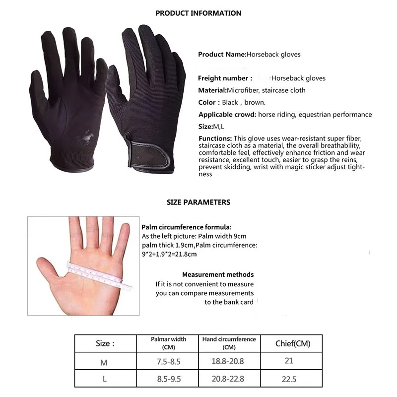 Guantes de caballos ecuestres, guantes antideslizantes para montar en bicicleta, equipo de dedo completo para exteriores, guantes deportivos