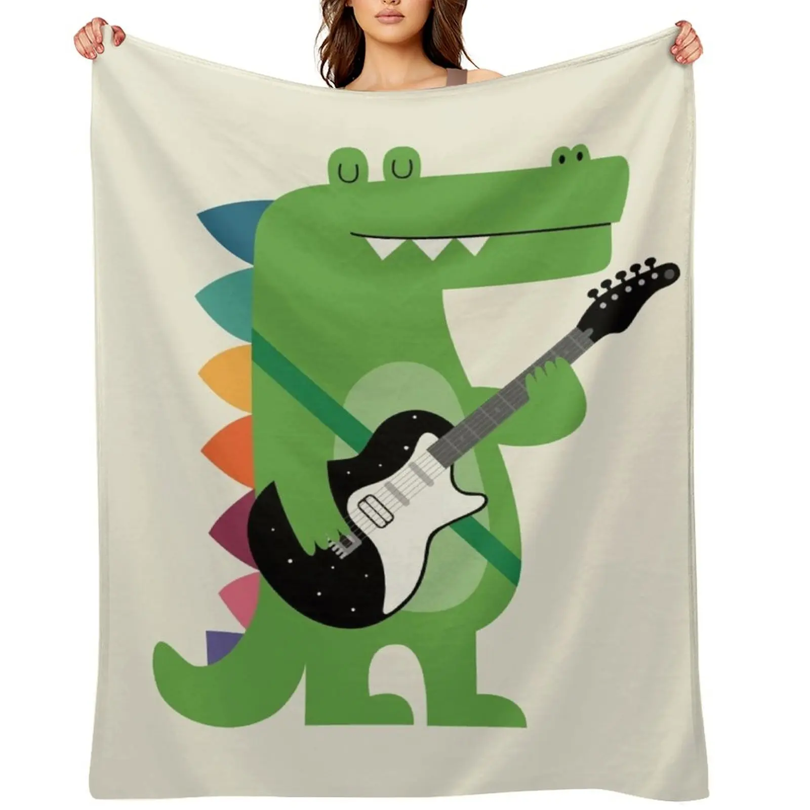 

Croco Rock Throw Blanket valentine gift ideas Flannel Flannel Fabric Blankets