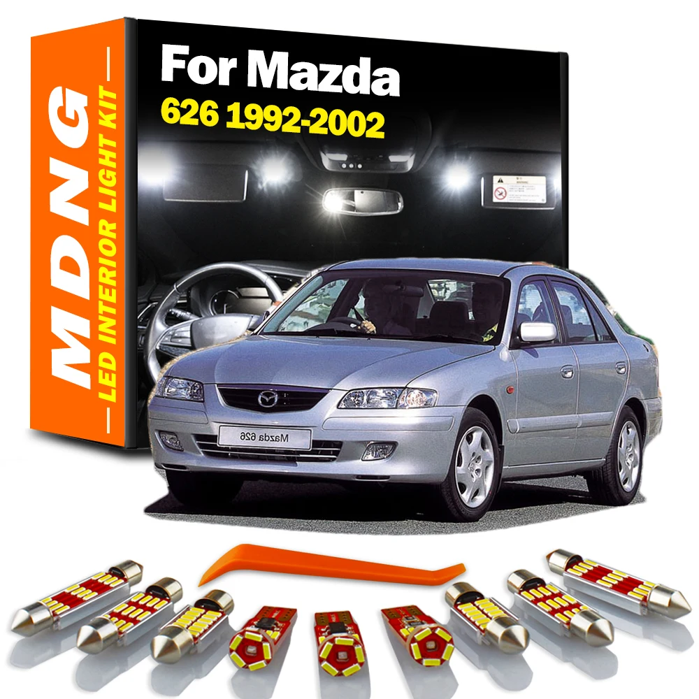 

MDNG Car Bulbs LED Interior Reading Map Dome Light Kit For Mazda 626 Sedan Wagon Hatchback 1992- 1999 2000 2001 2002 Accessories