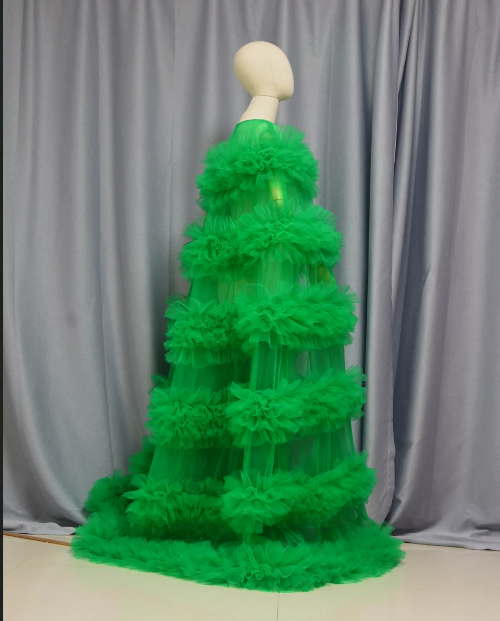 Green tulle cloak multi-layer cake cloak wedding cloak party cape beauty pageant coat custom color
