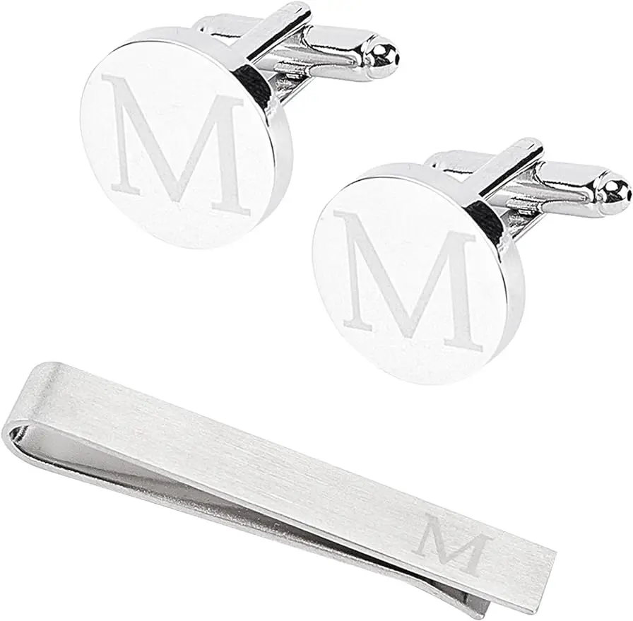 

Classic Cufflinks for Men Tie Clips and Cufflinks Sets for Men Alphabet Initial Letter Cufflinks for Formal Business WeddingM