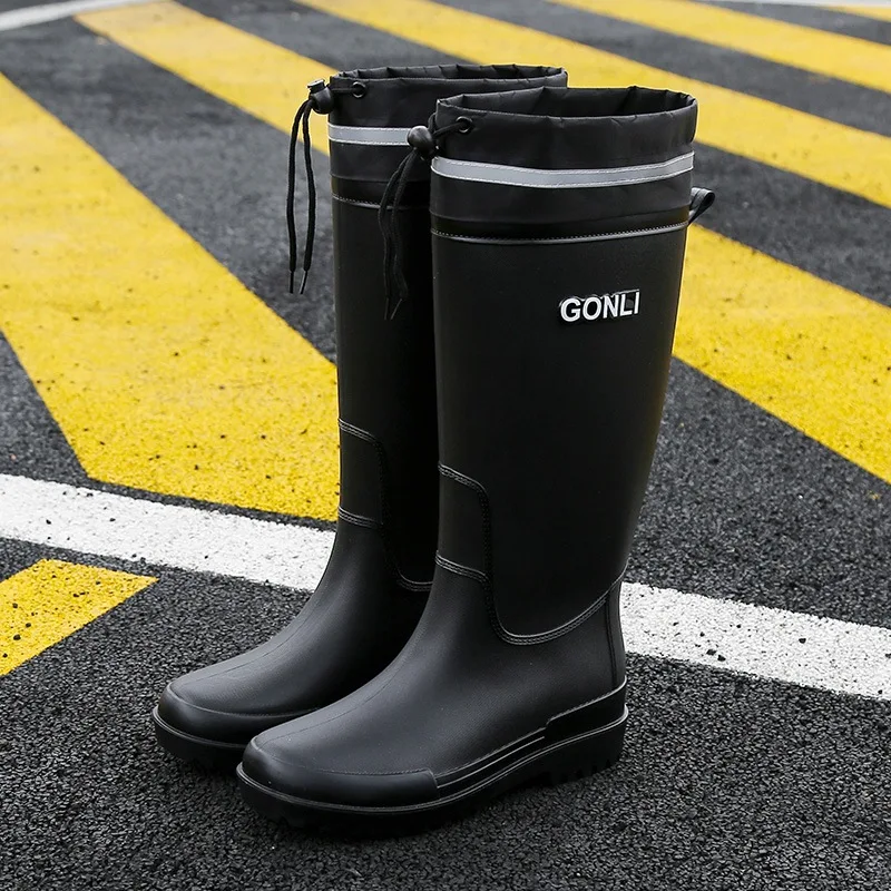 New Men\'s Rain Long Anti-slip Wear-resistant Rain Boots Kitchen Work Fishing Waterproof Rubber High Tube Car Wash Water