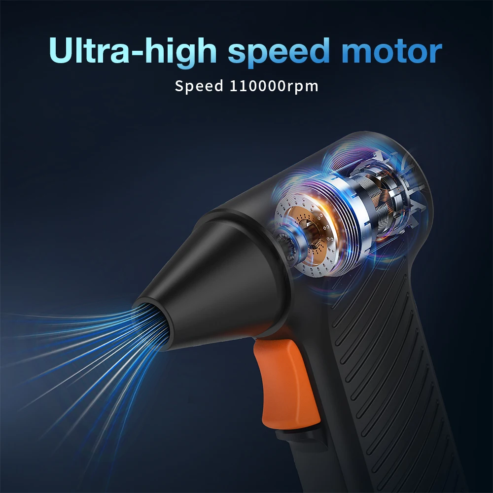Violent Hair Dryer Handheld Blower 110000 RPM Ultra-high Speed Motor USB Rechargeable Duct Jet Fan for Computer Keyboard Outdoor