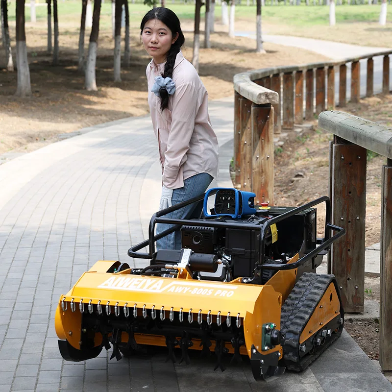 Customized Petrol-Powered RC Robot Grass cordless Mower, Radio Controlled Mower for large-area farm mowing operation