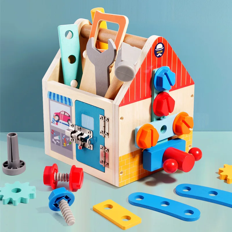 

Creative Children's Wooden Repair Toolbox Toys Set Montessori Simulation Screw Disassembly Puzzle Toys Kids Pretend Play Gift