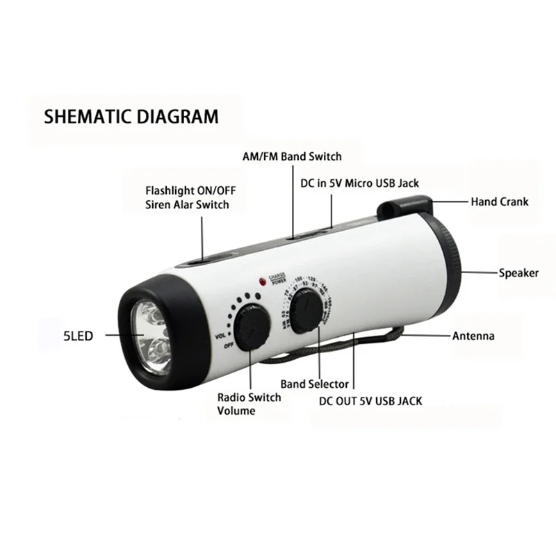 -BOFF chargeur de manivelle lumières de manivelle à piles AM FM météo Radio chargeur de téléphone matériel de pêche de nuit