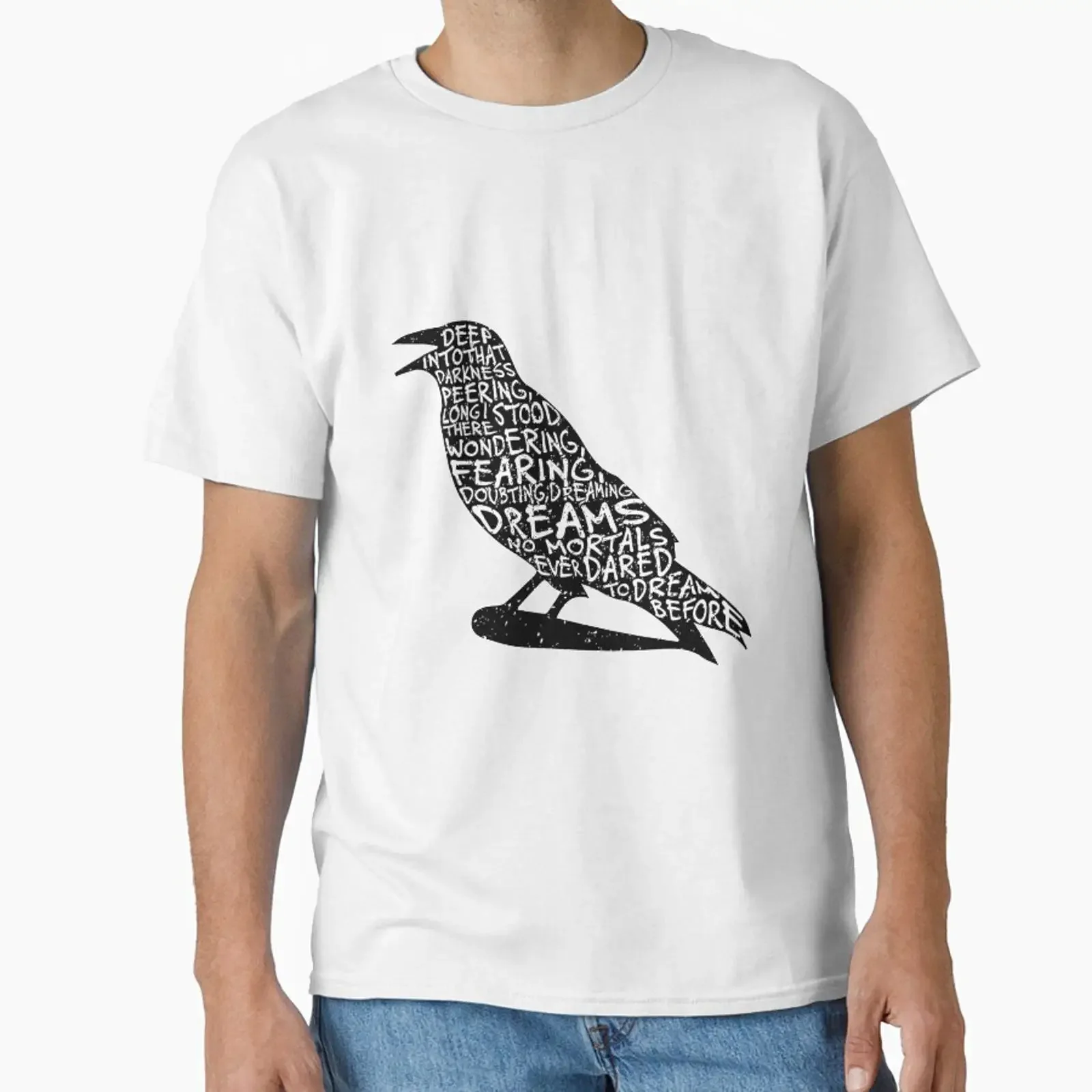 Quoth the Raven Edgar Allen Poe Quote designed and sold by the50ftsnail vintage Washed streetwear Stretched Stylish homme