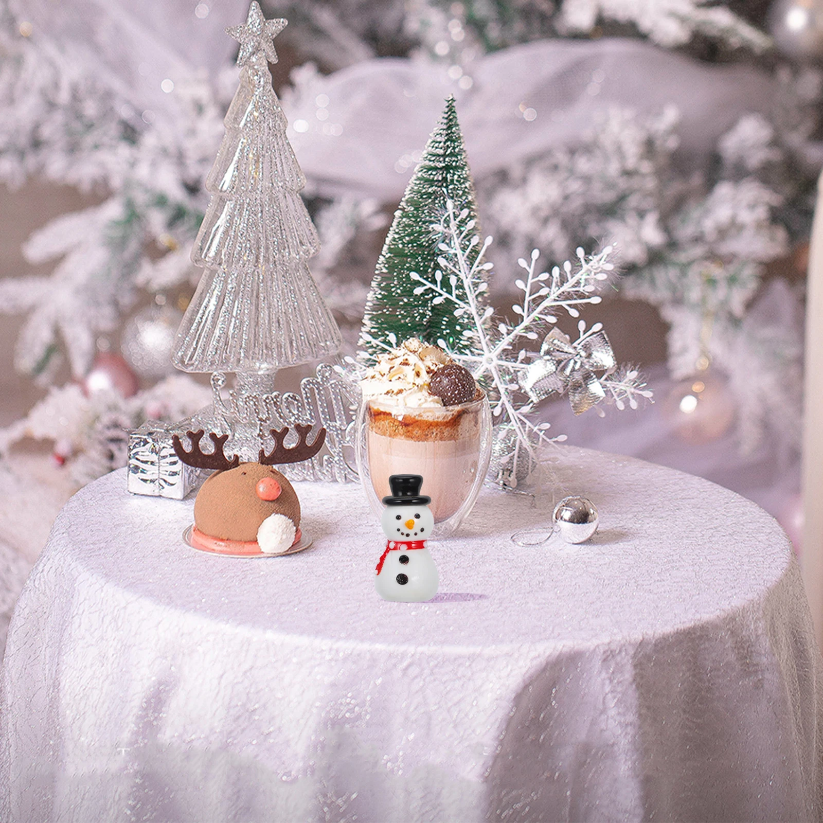 

Christmas Snowman Decoration Glass Mini Snowman Sculpture Xmas Party Decoration Decorative Xmas Landscape Ornament