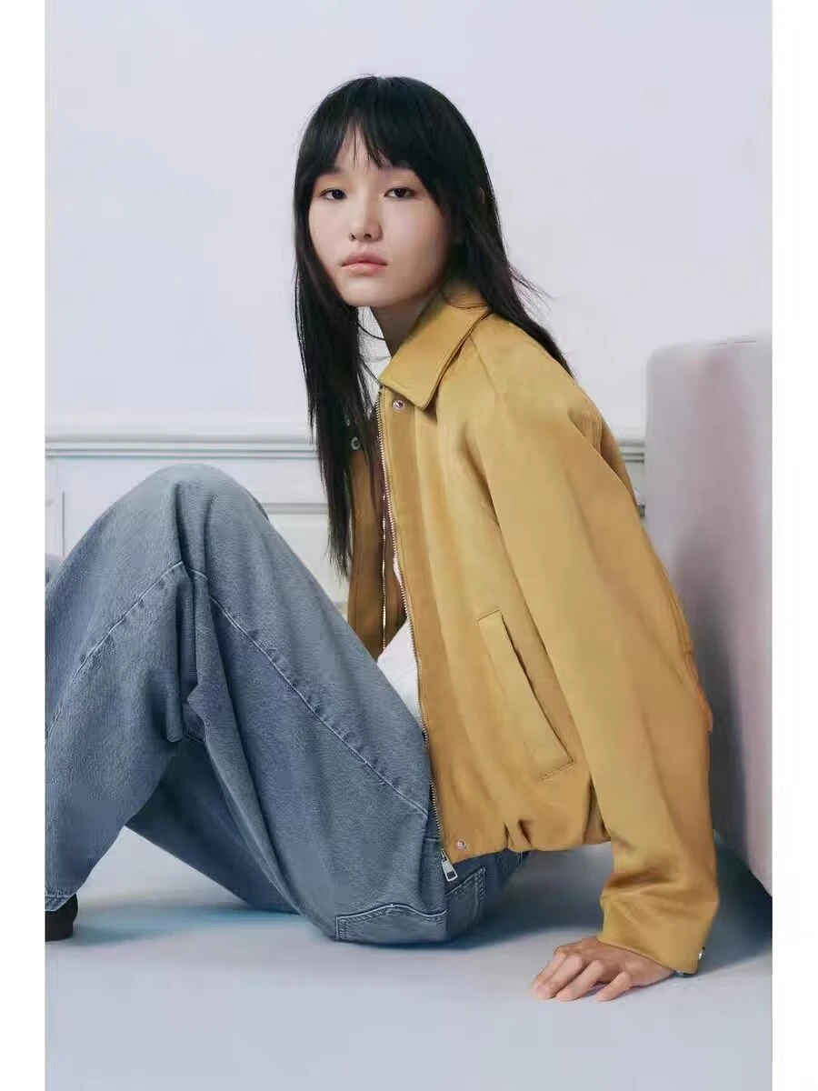 

YY0434 autumn and winter new style American retro small lapel brushed suede effect pilot jacket jacket 6318237