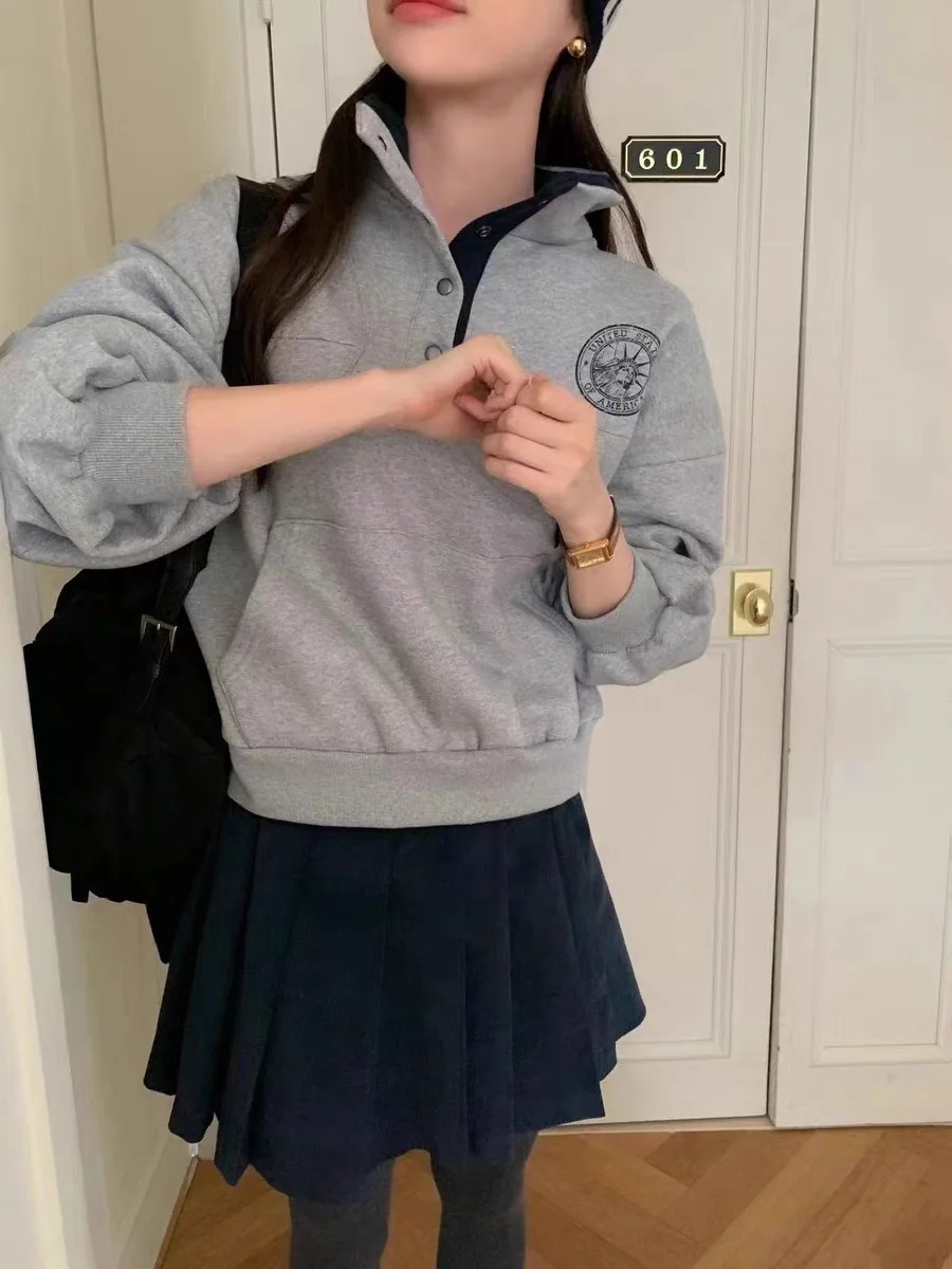 

Женская толстовка Smoid 2024: Зимняя повседневная флисовая кофта с воротником-стойкой, в стиле ретро, с цветными блоками, свободного кроя, с длинным рукавом, для ношения под одеждой