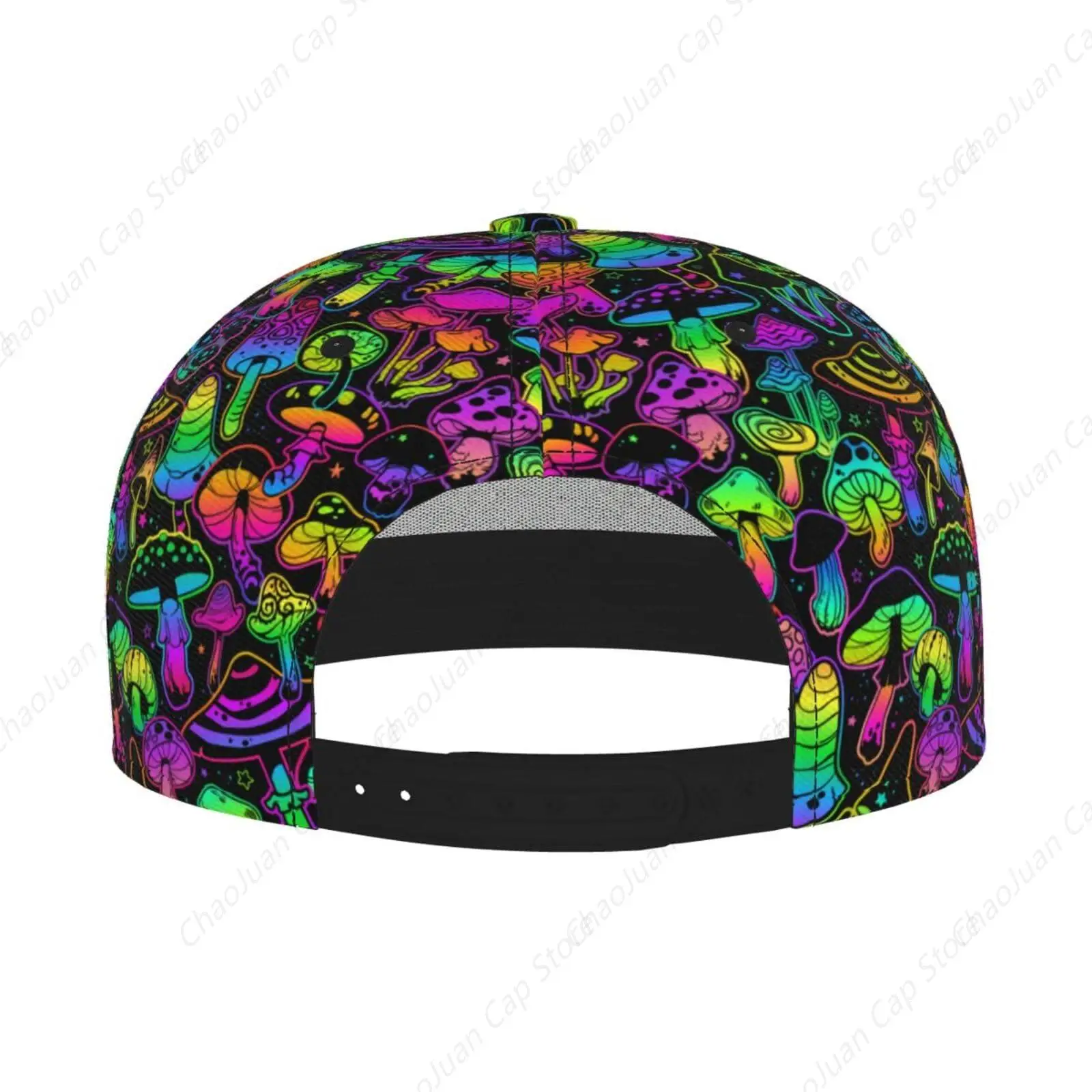 قبعة الفطر السحري اللامع للرجال والنساء، قبعة بيسبول مسطحة على شكل فطر أنيقة قابلة للتعديل بحافة مسطحة هيب هوب
