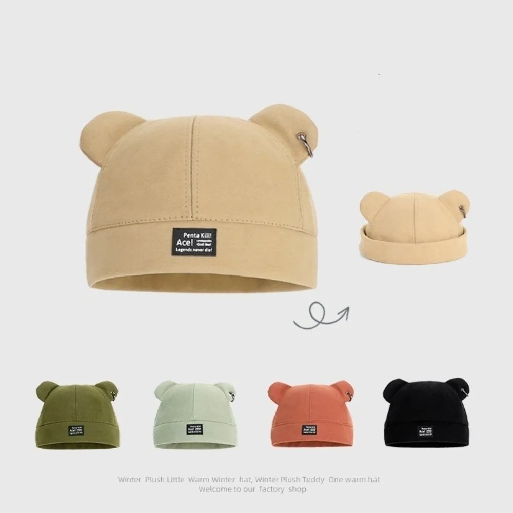 

Fashion Cat Ears Ear Landlord Hat No Brim Solid Color Beanie Hat Winter Autumn Cap