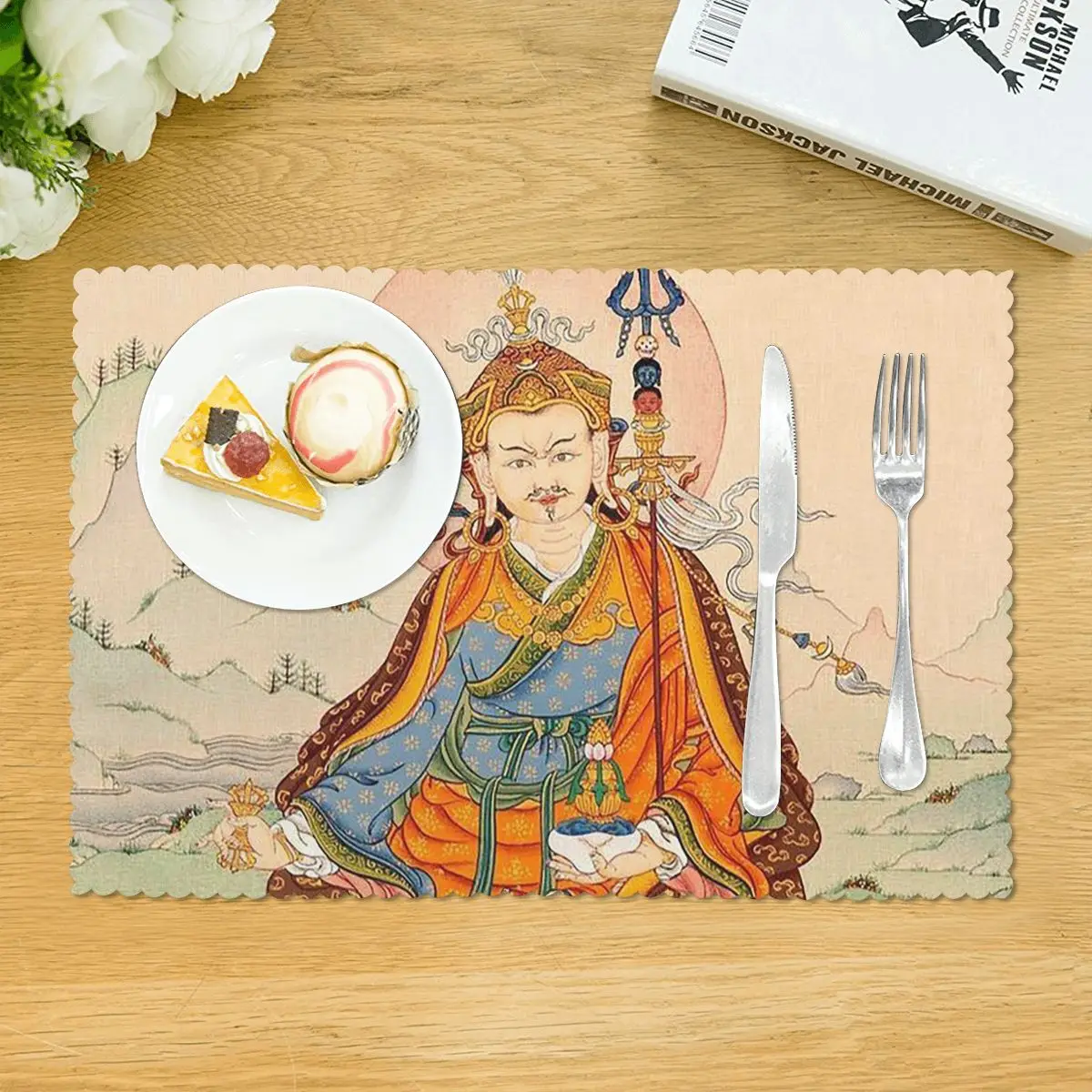 Tantric Buddhist Deity Buddhism God Buddha Placemat Non-Slip Plate Mat for Dining Table Bowl Coaster Home Decor Absorbent Mats