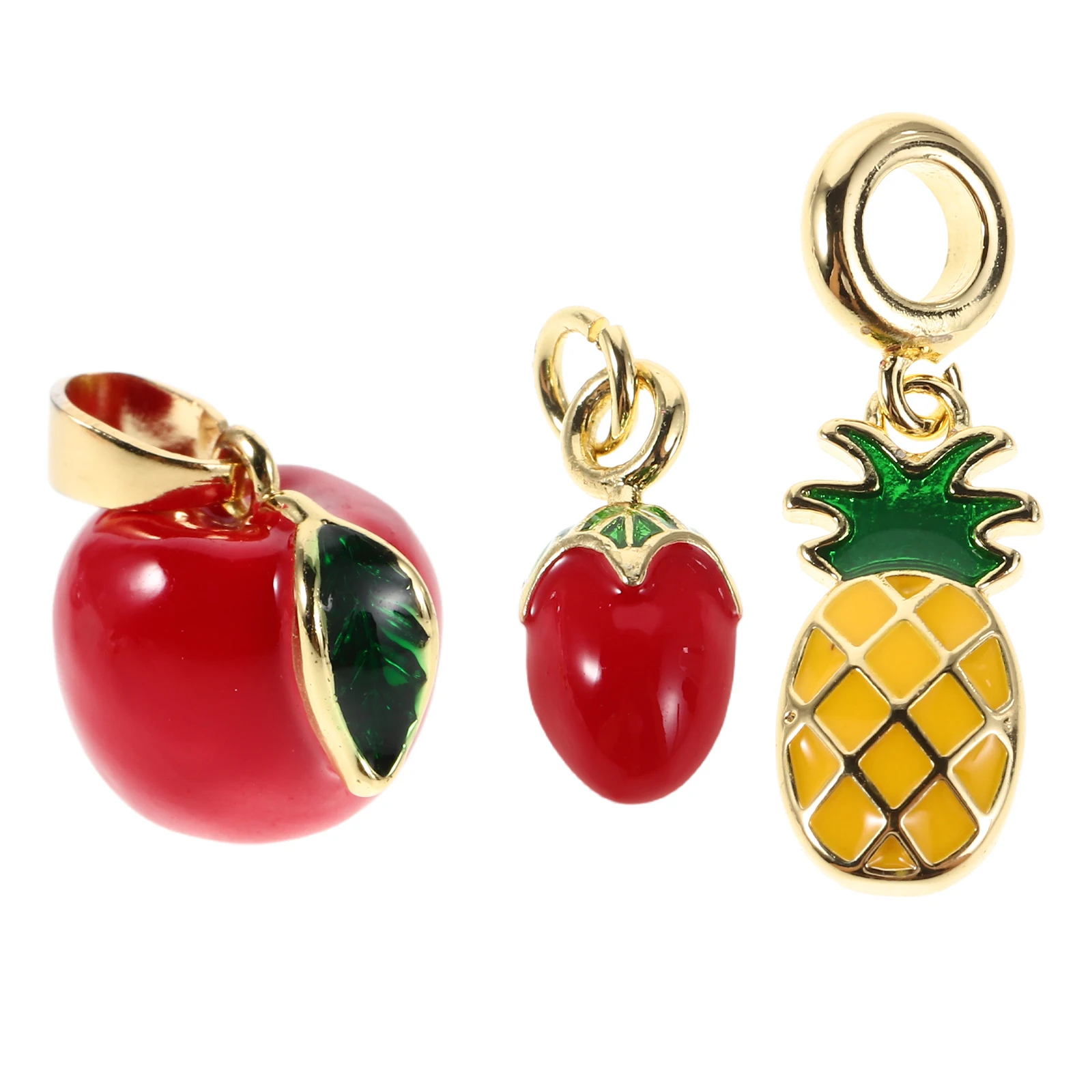 

3 Pcs Alloy Fruit Necklace DIY Charm Pendant Apple Cherry Charms for Jewelry Making