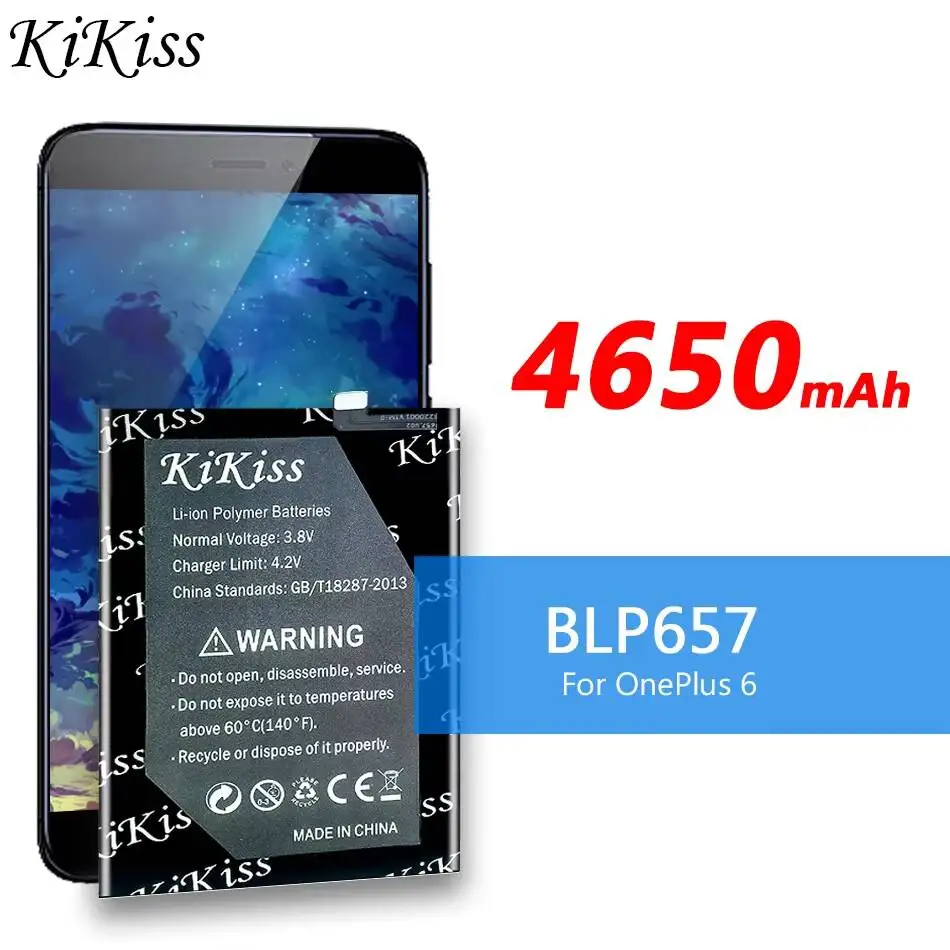 

Аккумулятор для мобильного телефона OnePlus 6 BLP657 4650 мАч, премиум-класса, легкий, на замену