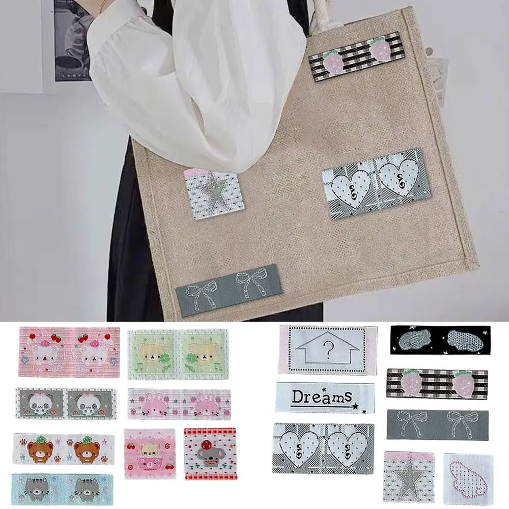 

8pcs Index Cloth Tabs Embroidered Strawberry Wing Fabric Labels Sewing Patches Stickers Self Adhesive DIY Sewing Accessories