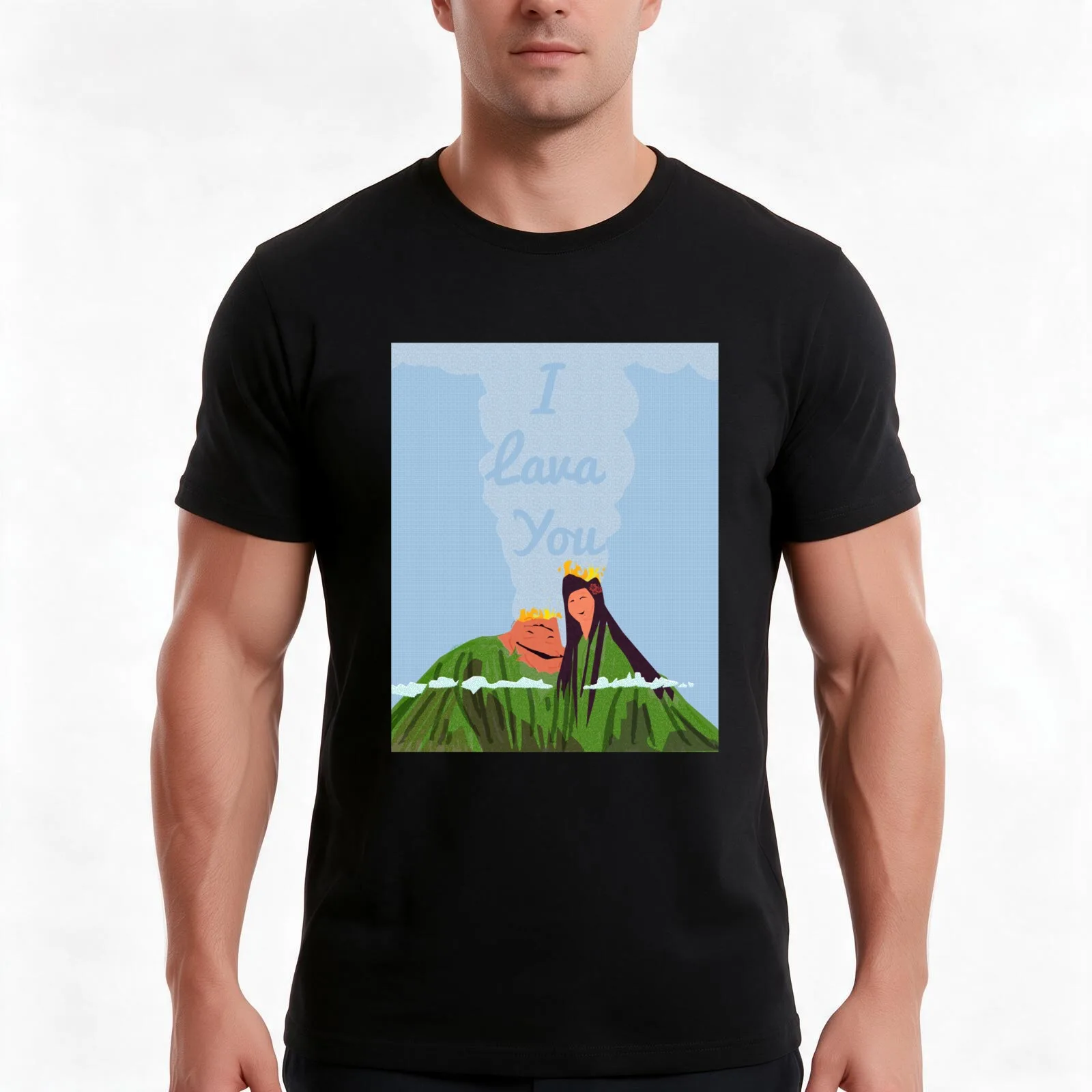 i lava you T-Shirt, Summer Casual Cotton Tee, Oversized Streetwear Tops, Vintage Graphic Print, Loose Fit Short Sleeve