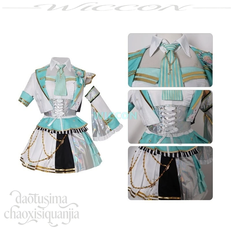 Anime Game Project Sekai Fifth Anniversary Cosplay Mikuuu Costume Idol Stage Uniform Mint Green Y2K Fashion Dress Wigs Halloween