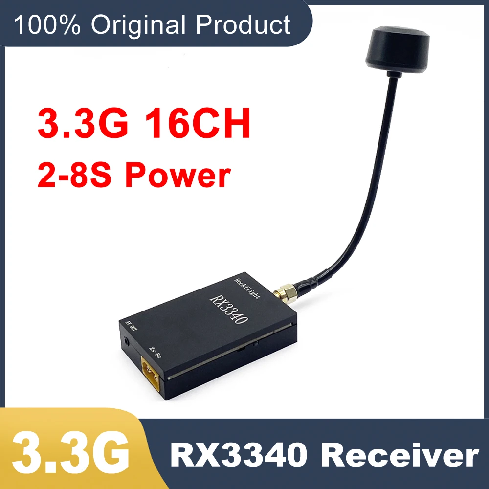 RockFlight 3.3G 16CH RX3340 VRX FPV 무선 이미지 전송 수신기 주파수 지원 3310-3495MHz/자동 채널 검색