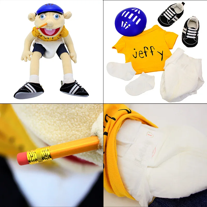 Jeffy Hand Puppet Plush Doll Hat Game Toy Boy Girl Cartoon Feebee Hand Puppet Plushie Doll Talk Show Party Props Christmas Gift