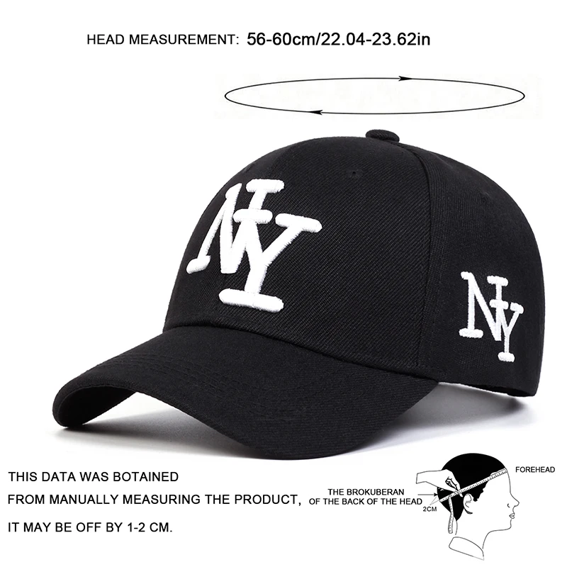 Unisex NY Letter Embroidery Baseball Caps Spring Autumn Outdoor Adjustable Casual Hats Sunscreen Hat